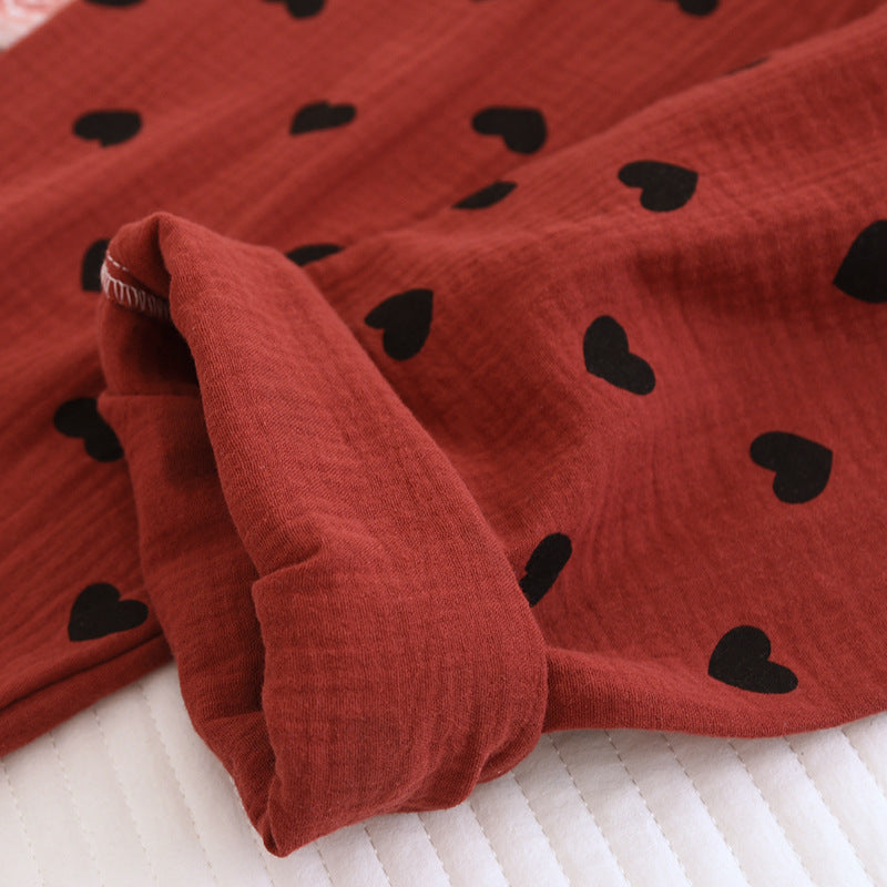 Heart Print Pure Cotton Pajama Set(3PCS) - image 6