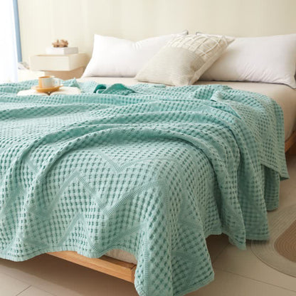 Solid Color Waffle Texture Towel Quilt - Mint Green - Queen - image 13
