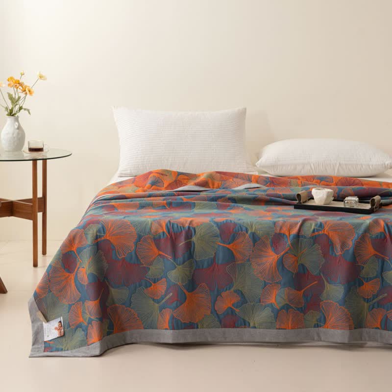 Ginkgo Leaf Three Layers Cotton Gauze Quilt - image 4
