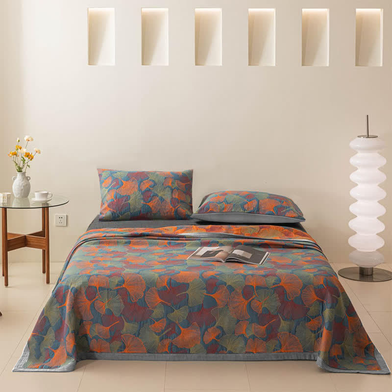 Ginkgo Leaf Three Layers Cotton Gauze Quilt - image 2