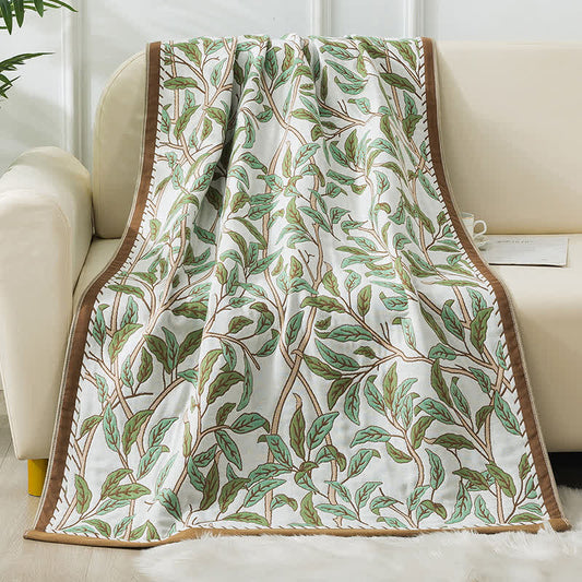 Pastoral Leaf Cotton Gauze Soft Bath Towel - 90cm x 180cm - image 0