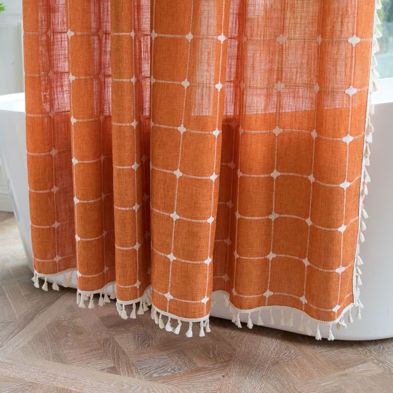 Plaid Cotton Linen Farmhouse Shower Curtain - image 3