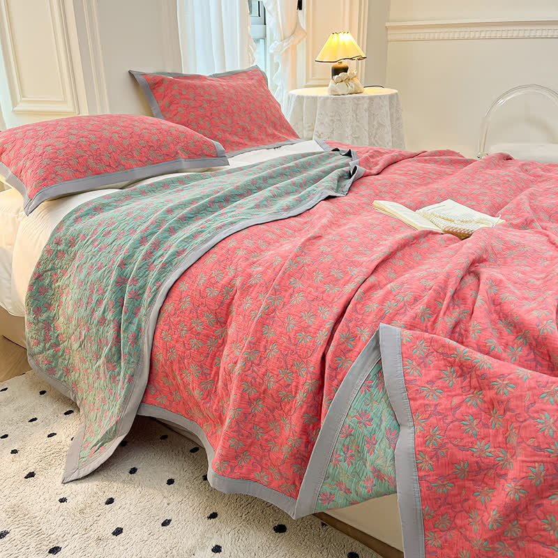 Blooming Flower Pure Cotton Quilted Coverlet - image 1