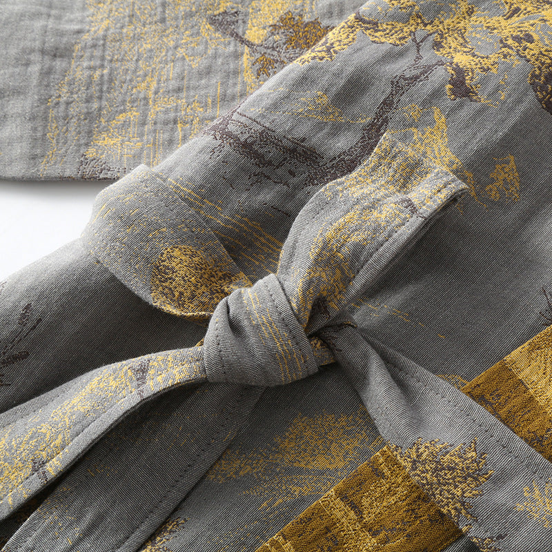 Pure Cotton Breathable Retro Kimono Bathrobe - image 5