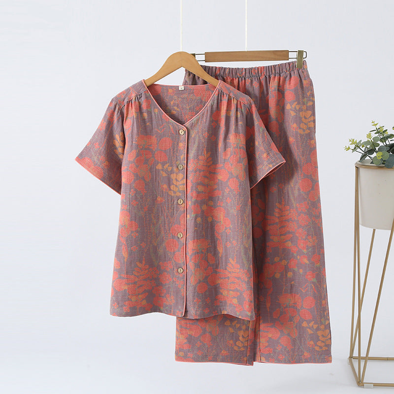 Short Sleeve Crop Pants Loungewear Set - Purple - XL - image 8