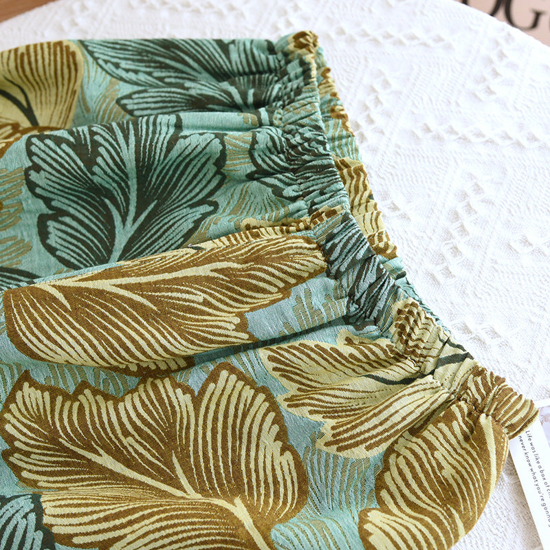 Yarn-dyed Leaves Cotton Loungewear Set - image 6