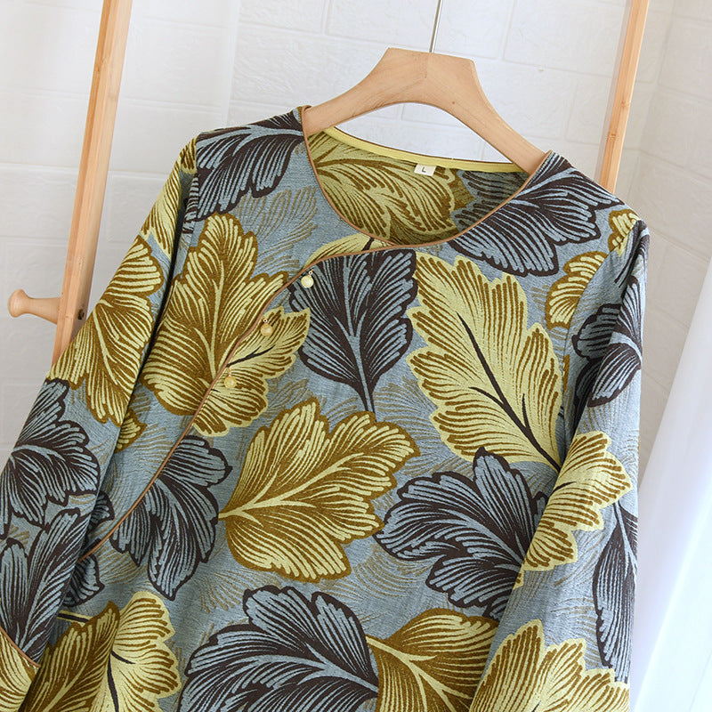 Yarn-dyed Leaves Cotton Loungewear Set - image 8