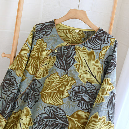 Yarn-dyed Leaves Cotton Loungewear Set - image 8