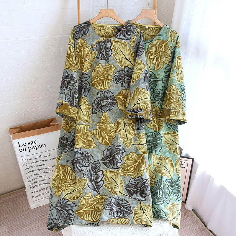 Yarn-dyed Leaves Cotton Loungewear Set - image 9