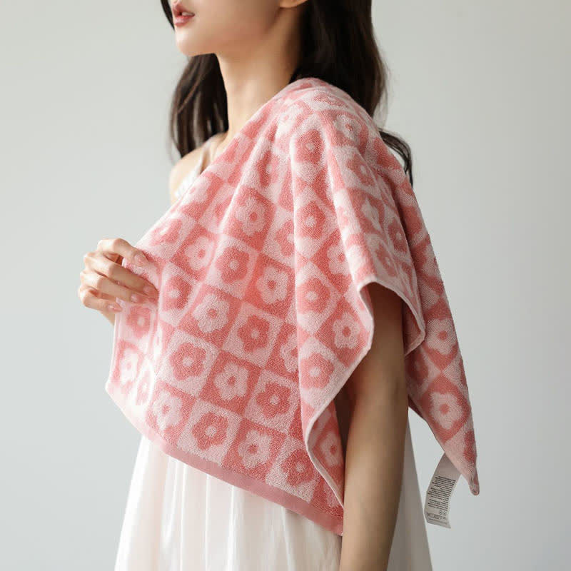 Plaid Flower Breathable Cotton Towel - image 5