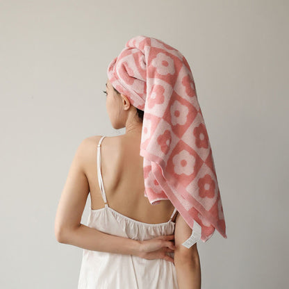 Plaid Flower Breathable Cotton Towel - image 6