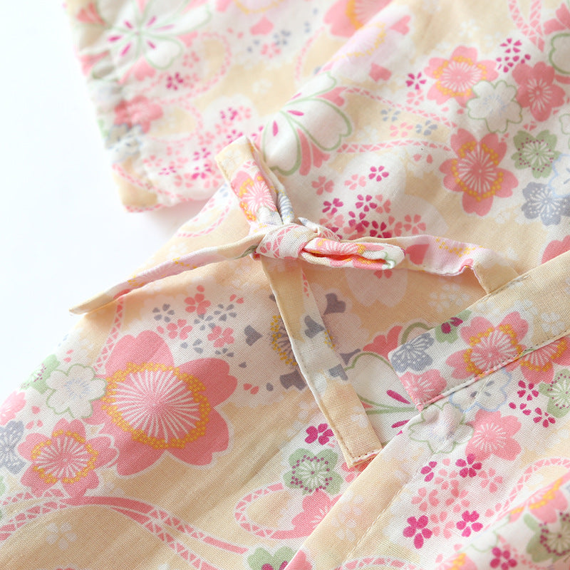 Floral Cotton Gauze Kimono Loungewear Set - image 4