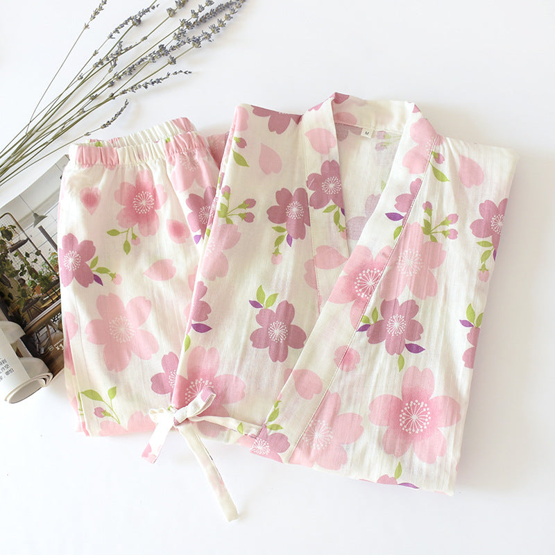 Cherry Blossom Cotton Gauze Pajama Set - image 1