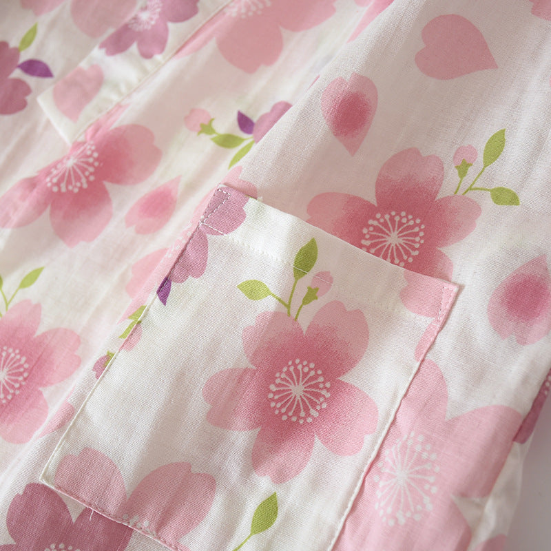 Cherry Blossom Cotton Gauze Pajama Set - image 3