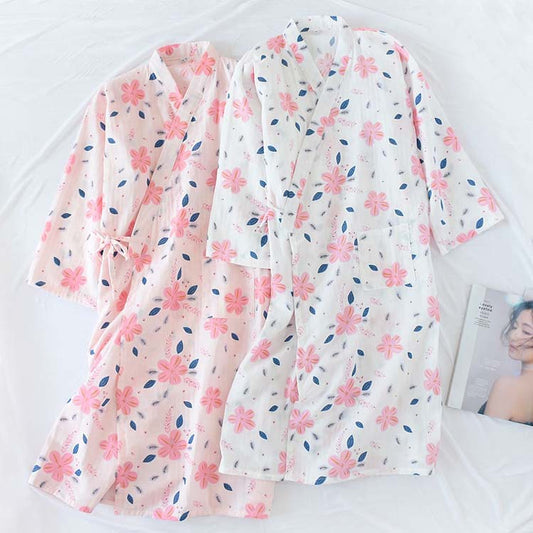 Floral Double Layer Cotton Gauze Nightdress - image 0