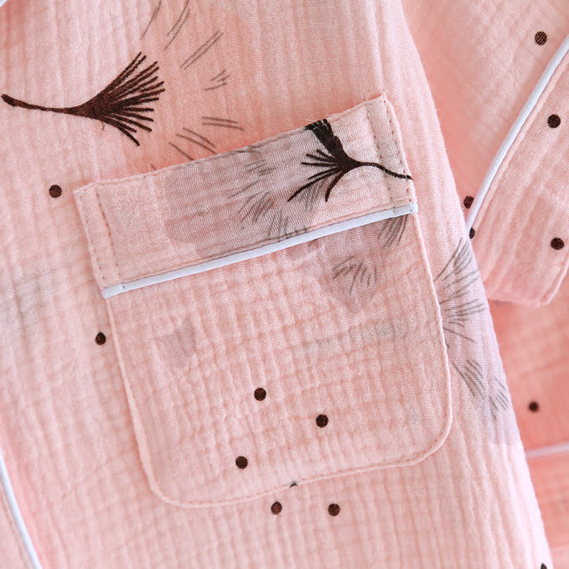 Ginkgo Leaf Cotton Gauze Pajama Set(3PCS) - image 4