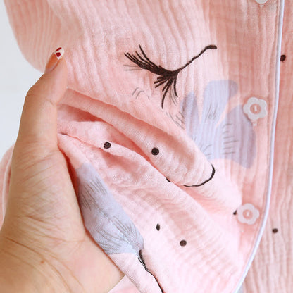 Ginkgo Leaf Cotton Gauze Pajama Set(3PCS) - image 5