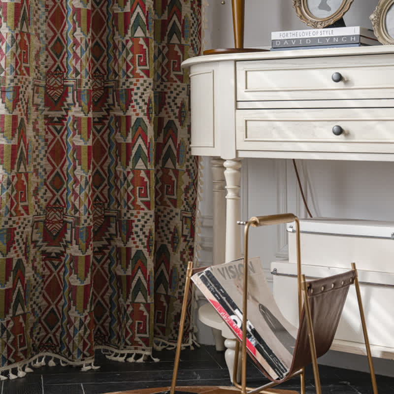 Colorful Geometric Tassel Semi-shading Curtain - image 2