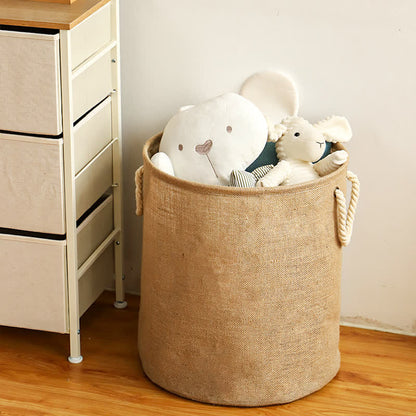 Cotton Linen Waterproof Foldable Laundry Basket - image 1