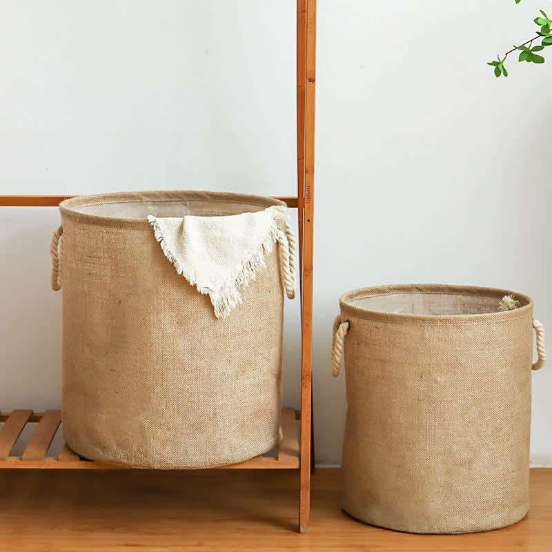 Cotton Linen Waterproof Foldable Laundry Basket - image 2