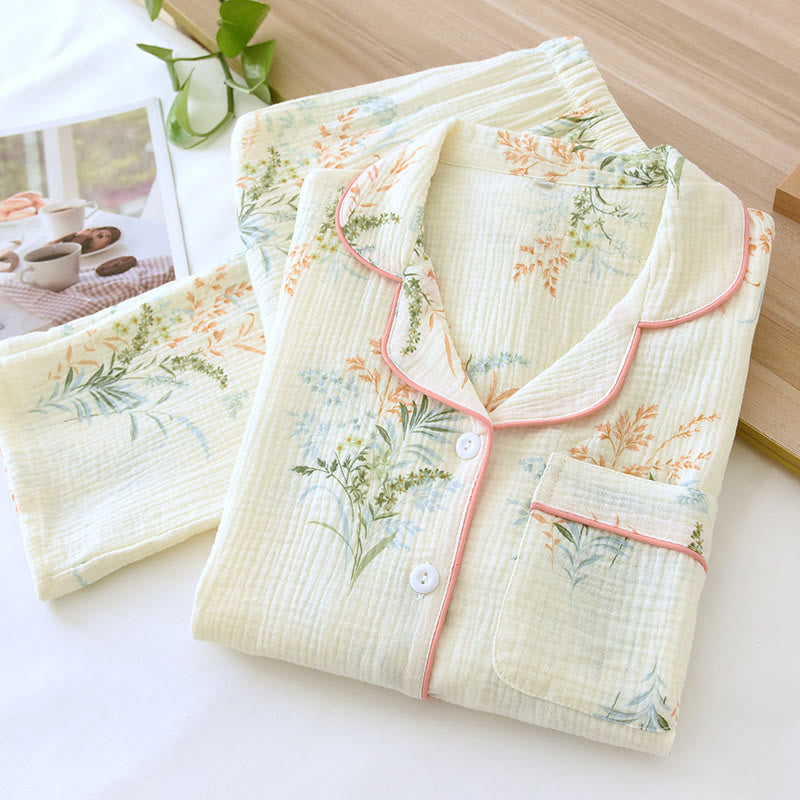 Pure Cotton Rural Lapel Loungewear Set - image 2