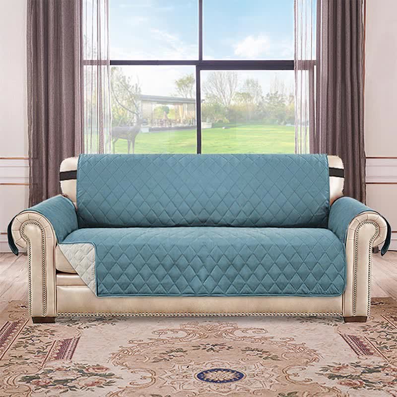 Waterproof Couch Cover with Elastic Straps - Gray Blue - Oversize Recliner: Widths UP to 30" - image 0