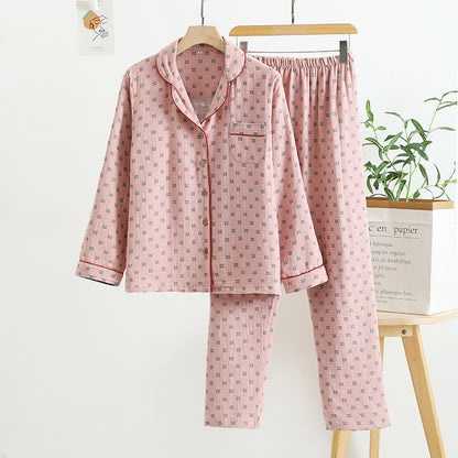 Checkered Jacquard Cotton Loungewear Set - Pink - XL - image 4