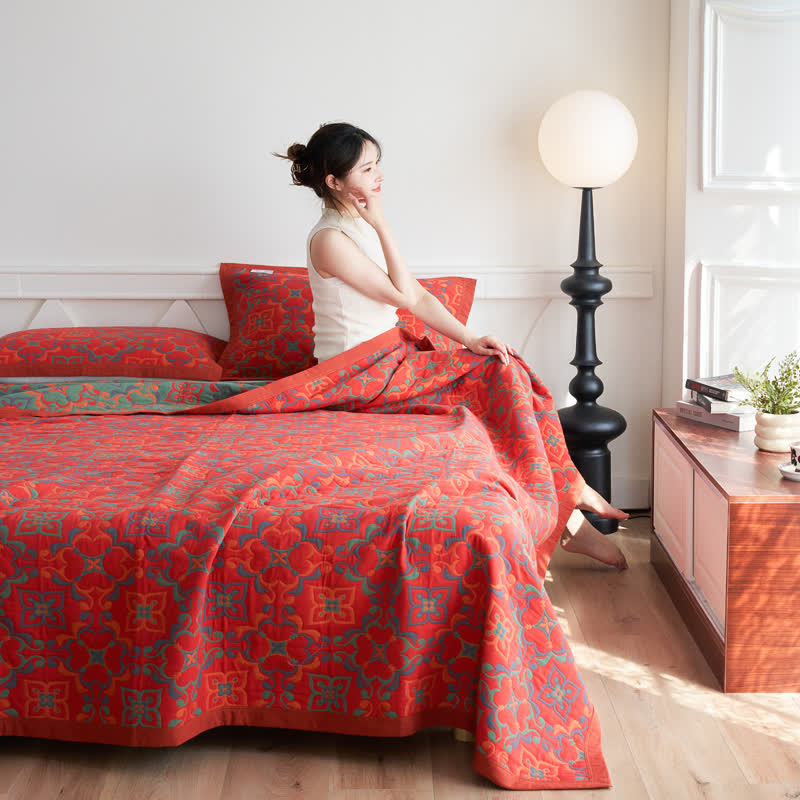 Jacquard Cotton Gauze Soft Towel Quilt - Quilt - Red - King - image 0