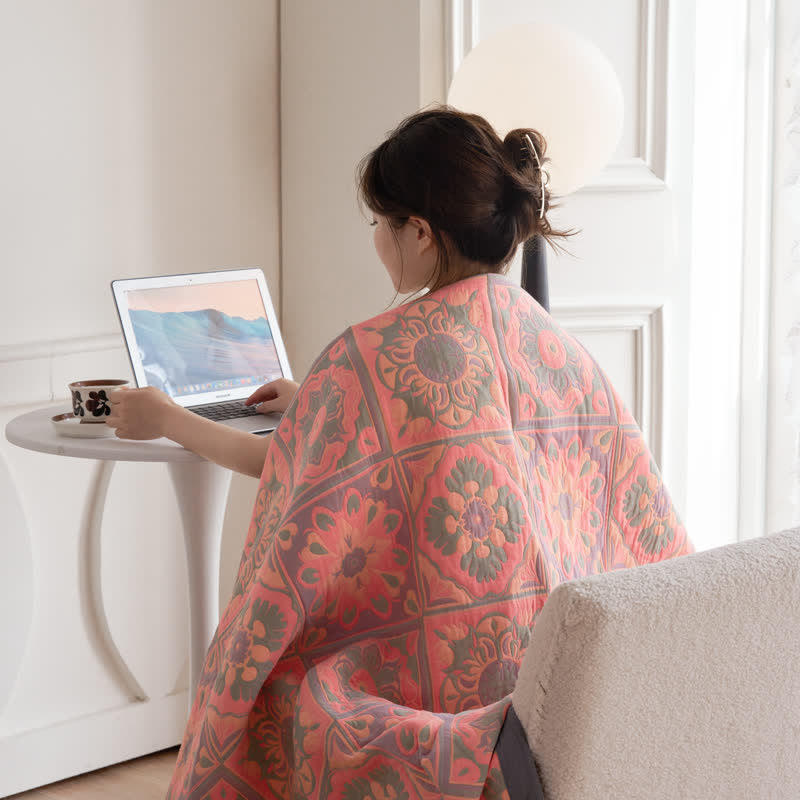 Luxious Jacquard Floral Cotton Gauze Quilt - image 6