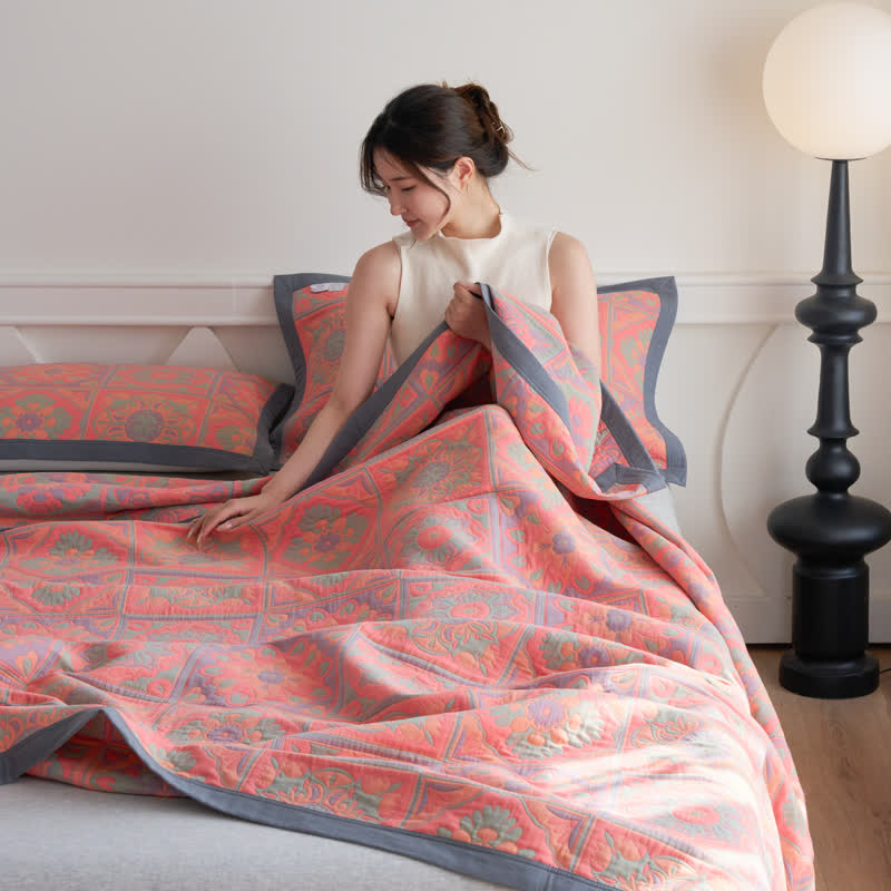 Luxious Jacquard Floral Cotton Gauze Quilt - image 5