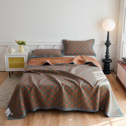 Vintage Three Layers Gauze Cotton Quilt - Quilt with 2pcs Pillow Towels - King - image 1