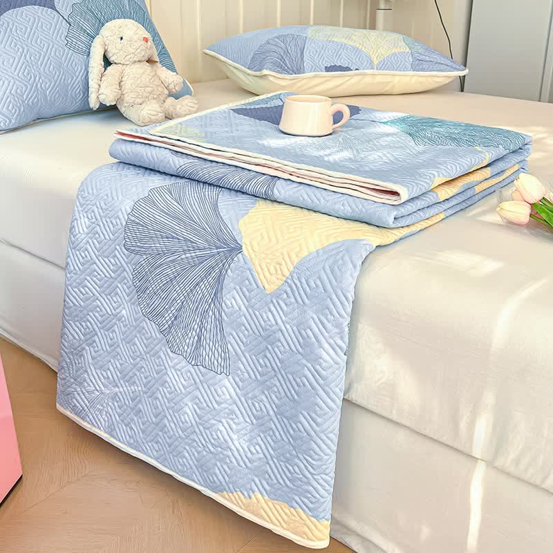 Pure Cotton Ginkgo Leaf Decorative Coverlet - image 3