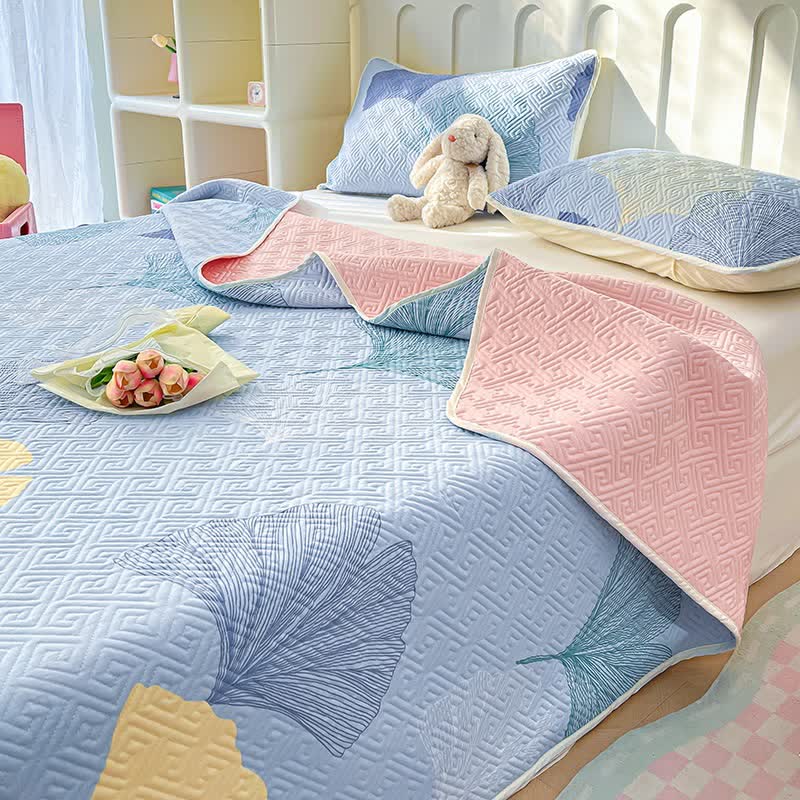 Pure Cotton Ginkgo Leaf Decorative Coverlet - image 1