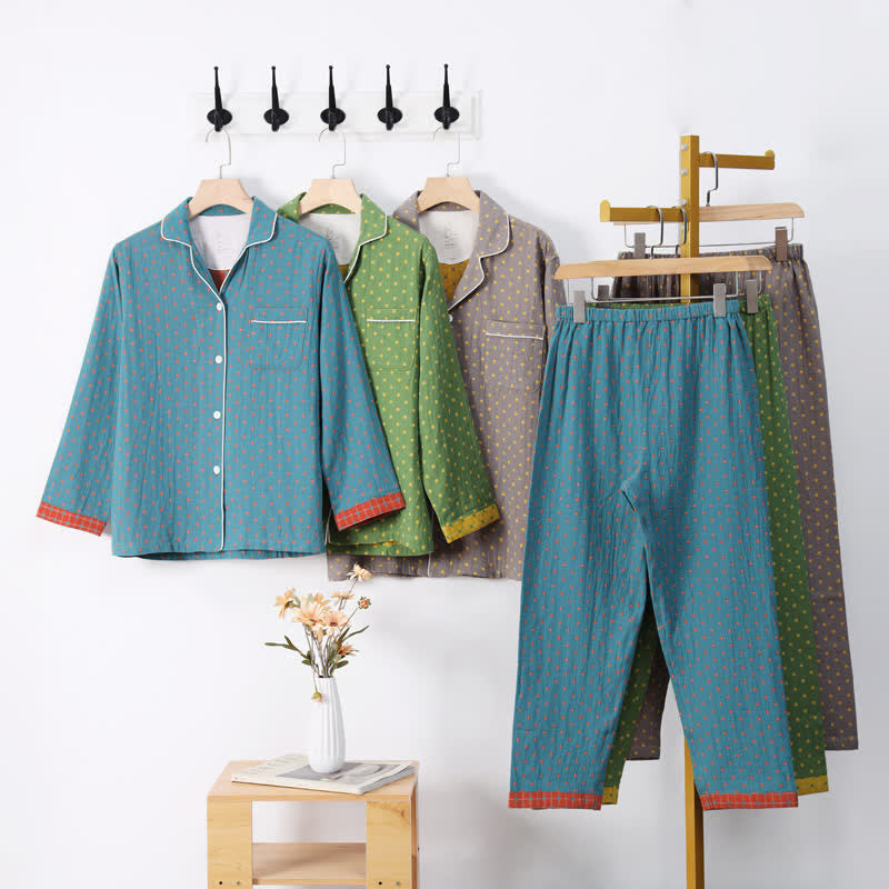 Checkered Jacquard Cotton Loungewear Set - image 0