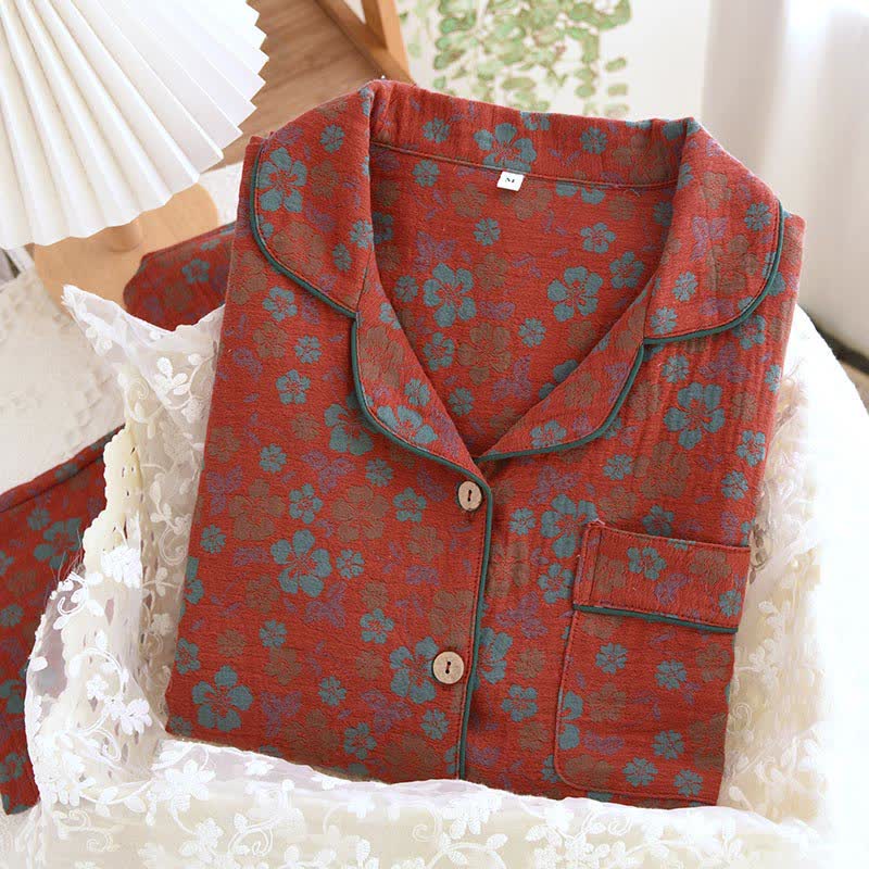 Floral Double Layer Gauze Pajama Set - image 4