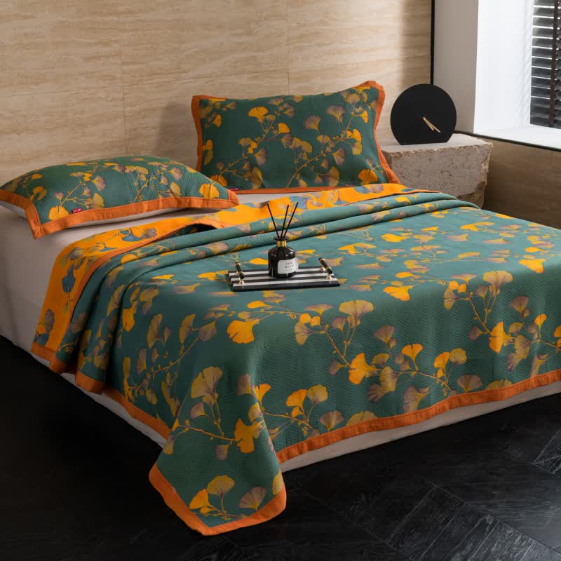 Luxurious Cotton Gauze Ginkgo Leaf Quilt - image 4
