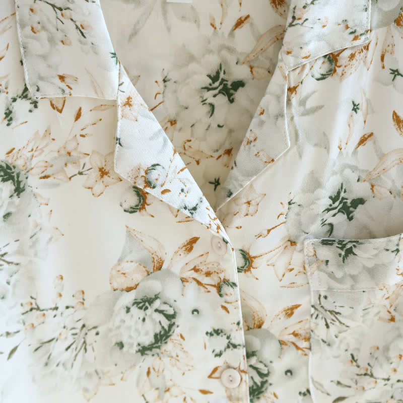 Rural Style Satin Lapel Nightwear Set - image 5