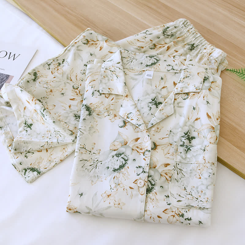 Rural Style Satin Lapel Nightwear Set - image 3