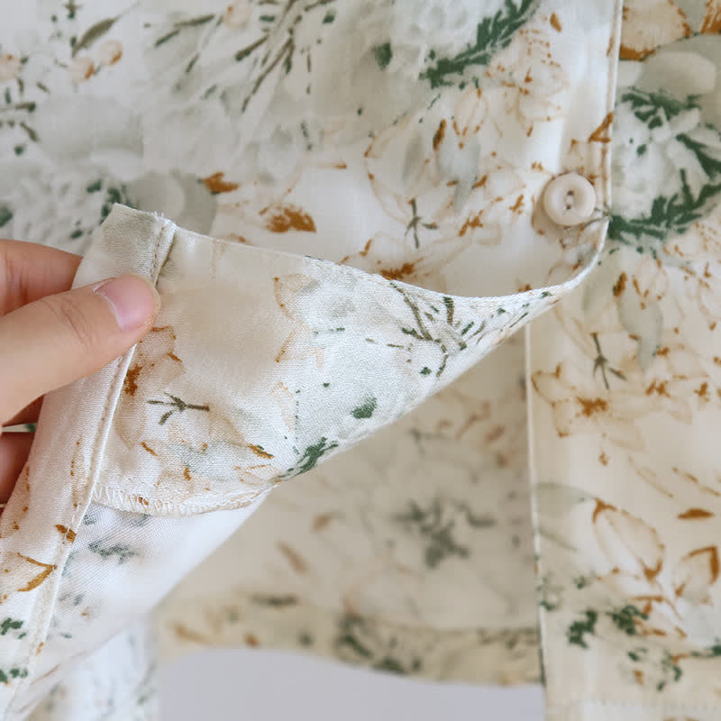 Rural Style Satin Lapel Nightwear Set - image 7