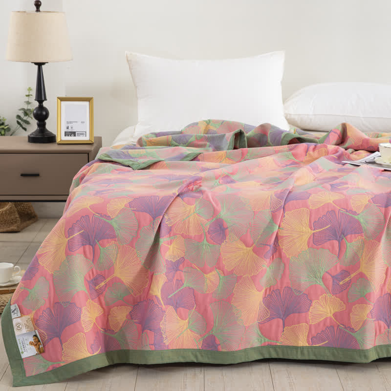 Ginkgo Leaf Three Layers Cotton Gauze Quilt - image 9