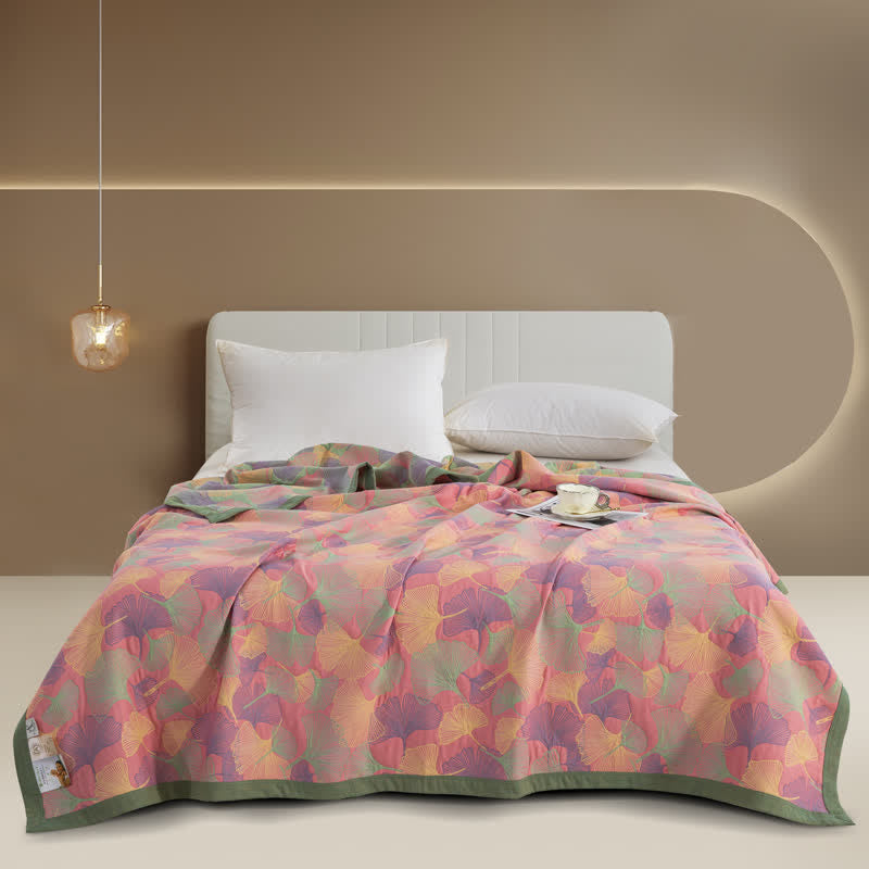 Ginkgo Leaf Three Layers Cotton Gauze Quilt - image 12