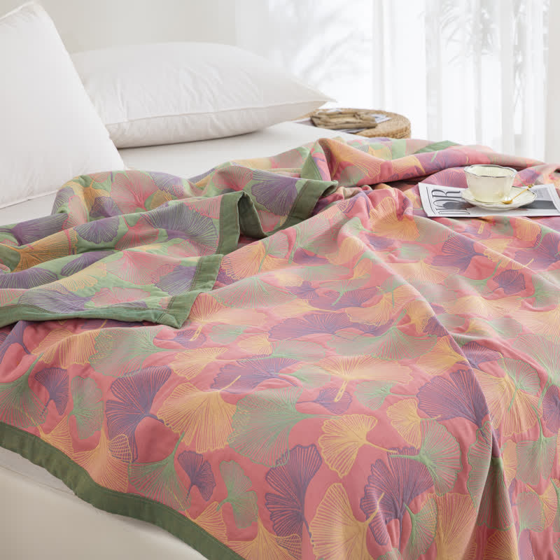 Ginkgo Leaf Three Layers Cotton Gauze Quilt - image 11
