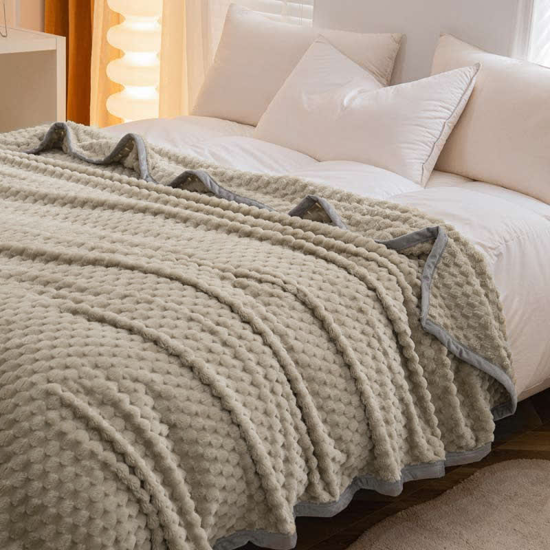 Solid Color Soft Velvet Reversible Blanket - Camel - Full - image 15