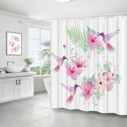 Pastoral Bird & Flower Water-proof Shower Curtain - B - 79"W x 79"L - image 2