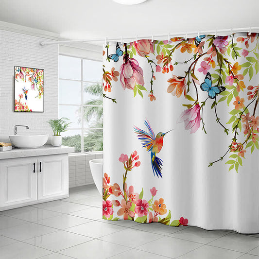 Pastoral Bird & Flower Water-proof Shower Curtain - A - 79"W x 79"L - image 0