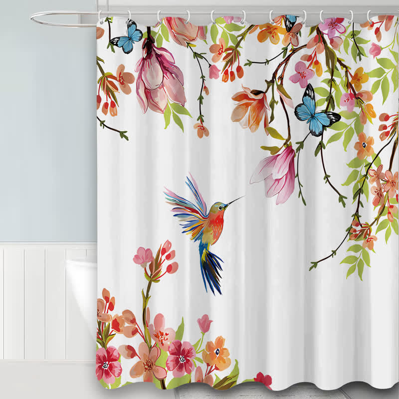 Pastoral Bird & Flower Water-proof Shower Curtain - image 1