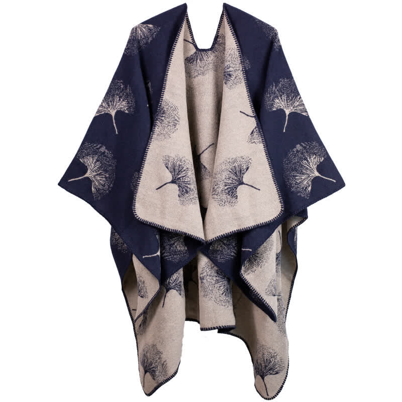 Luxurious Ginkgo Leaf Travel Shawl Cape - image 6