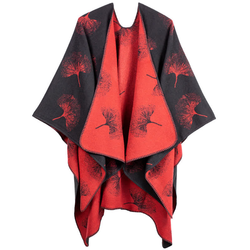 Luxurious Ginkgo Leaf Travel Shawl Cape - image 4