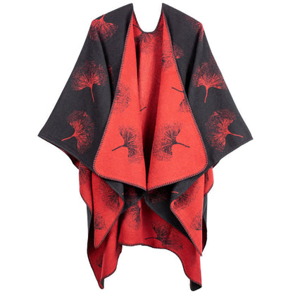 Luxurious Ginkgo Leaf Travel Shawl Cape - image 4