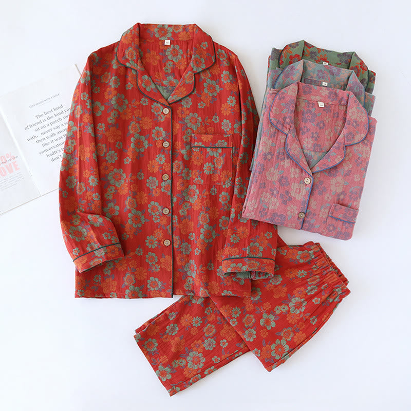 Double Layer Gauze Yarn-dyed Cotton Nightwear Set - image 0